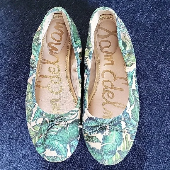 Sam Edelman Size 8.5 Felicia Palm Leaf Ballet Flats - Picture 2 of 4